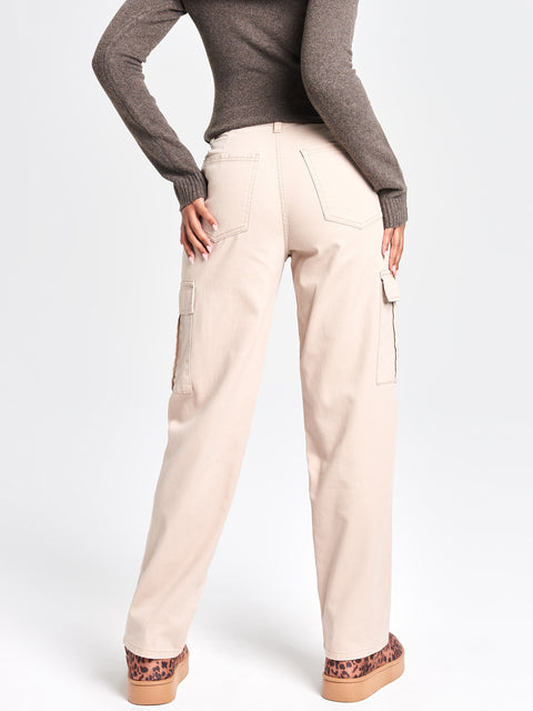 Sinsay Women's Beige High-waisted Cargo Jeans | Sinsay In Lebanon