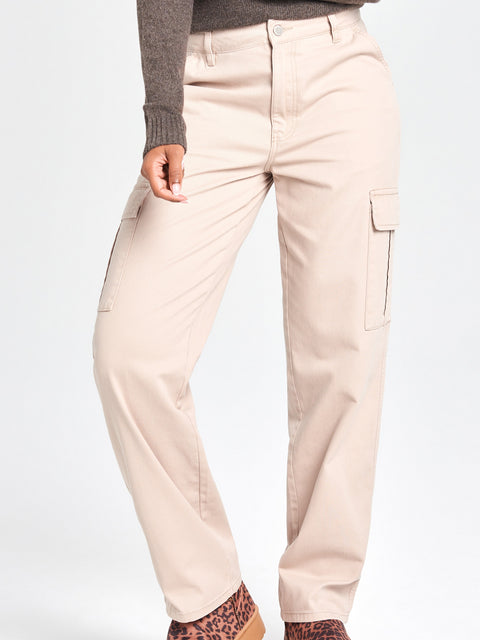 Sinsay Women's Beige High-waisted Cargo Jeans | Sinsay In Lebanon