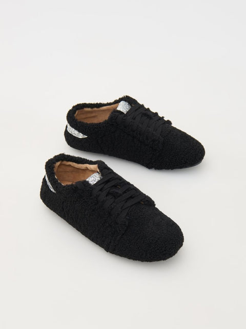 Reserved Women's Black Faux Shearling Sneakers |Reserved In Lebanon