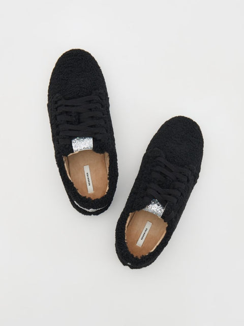 Reserved Women's Black Faux Shearling Sneakers |Reserved In Lebanon