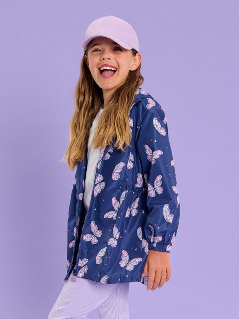 Sinsay Baby Girl's Navy Butterfly Printed Insulated Hooded Jacket | Sinsay In Lebanon