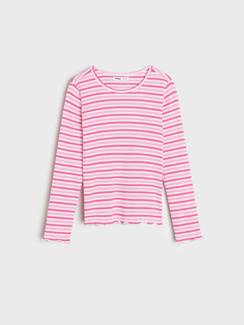 Sinsay Girl's Pink & White Striped Long Sleeve Blouse | Sinsay In Lebanon
