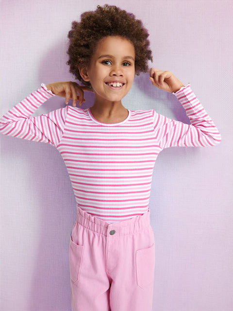 Sinsay Girl's Pink & White Striped Long Sleeve Blouse | Sinsay In Lebanon