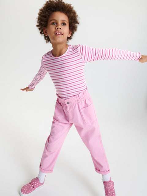 Sinsay Girl's Pink & White Striped Long Sleeve Blouse | Sinsay In Lebanon