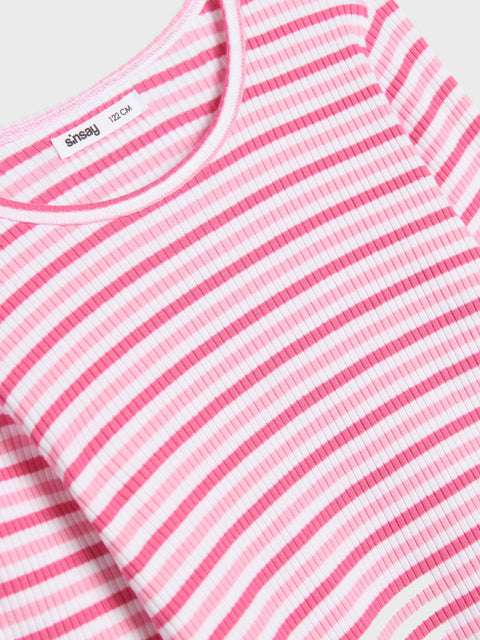 Sinsay Girl's Pink & White Striped Long Sleeve Blouse | Sinsay In Lebanon