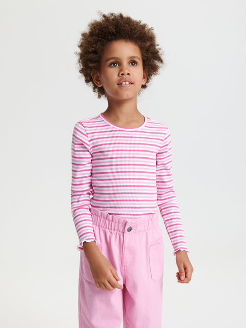Sinsay Girl's Pink & White Striped Long Sleeve Blouse | Sinsay In Lebanon