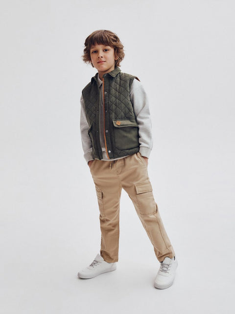 Reserved Boy's Olive Green Pockets Quilted Vest |Reserved In Lebanon