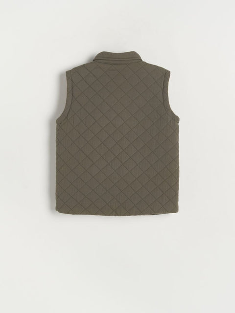 Reserved Boy's Olive Green Pockets Quilted Vest |Reserved In Lebanon
