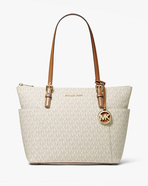 Michael Kors Women's Vanilla/Arca Jet Set East West Top Zip Handbag