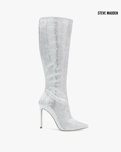 Steve Madden Women's Silver Vibrant Heeled Knee Boots |Steve Madden in Lebanon