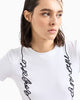 Emporio Armani Women's White Chest Embroidered T-Shirt | Emporio Armani In Lebanon