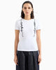 Emporio Armani Women's White Chest Embroidered T-Shirt | Emporio Armani In Lebanon