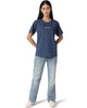 Emporio Armani Women's Dark Blue/White  Printed Regular Fit Cotton T-Shirt | Emporio Armani In Lebanon