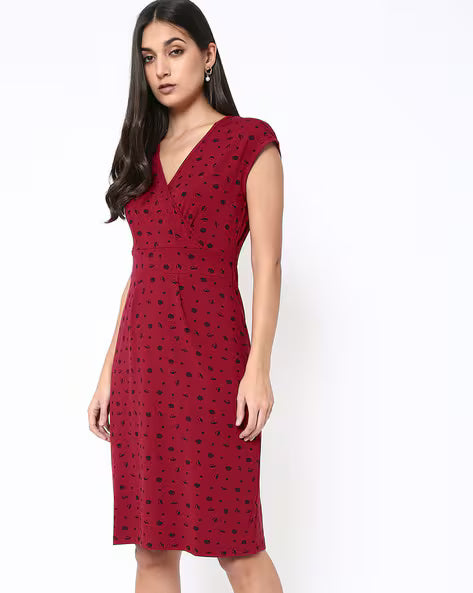 Zabaione Women's Red Sleeveless Printed Dress | Zabaione In Lebanon