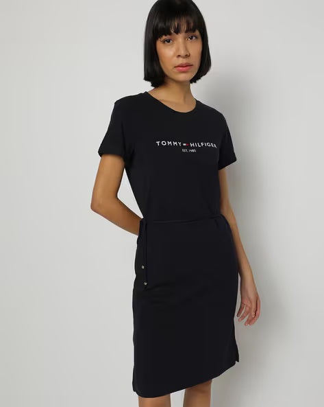 Tommy Hilfiger Women's Navy Short Sleeve Waist Tie Dress | Tommy Hilfiger in Lebanon