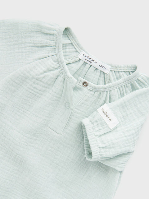 Sinsay Baby Girl's Pale Turquoise Cotton Romper | Sinsay In Lebanon