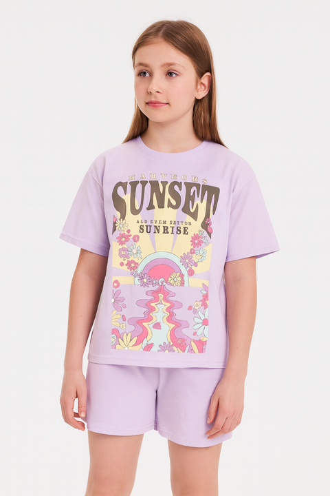 Sinsay Girl's Purple Pajama Short Set | Sinsay In Lebanon