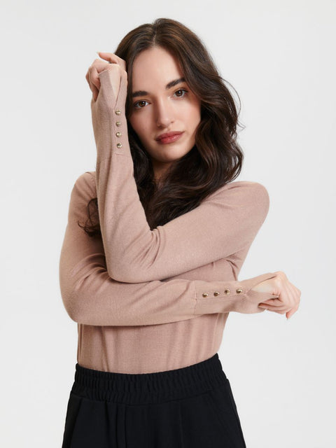 Sinsay Women's Beige Decorative Buttons Sweater | Sinsay In Lebanon
