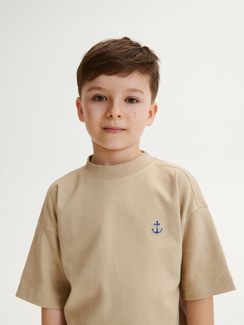 Reserved Boy's Beige Oversized T-Shirt | Reserved In Lebanon