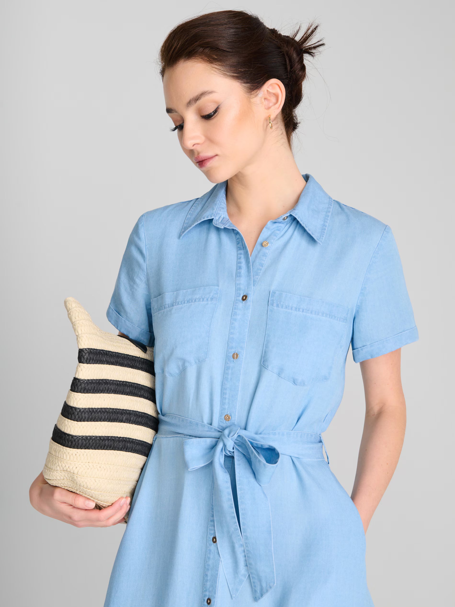 Sinsay Women's Light Blue Lyocell Midi Dress | Sinsay In Lebanon
