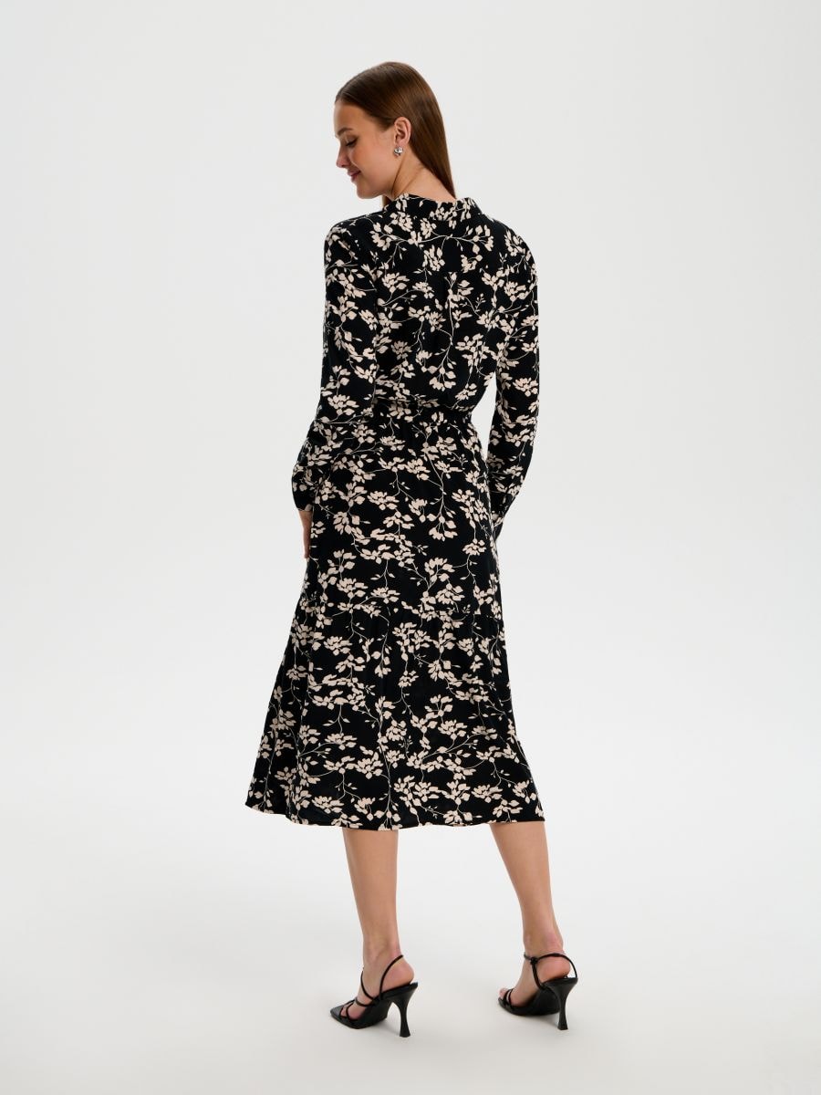 Sinsay Women's Black Floral Viscose Midi Dress | Sinsay In Lebanon