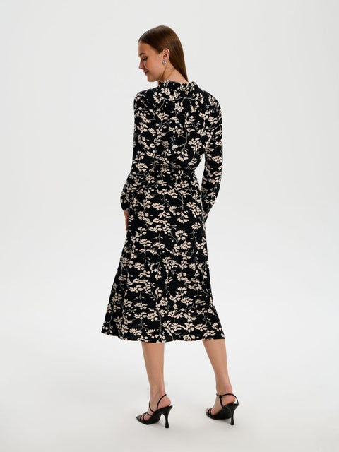 Sinsay Women's Black Floral Viscose Midi Dress | Sinsay In Lebanon