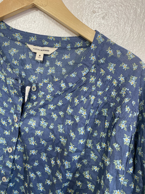 Lucky Brand Women's Navy Floral Printed Detail Blouse| Lucky Brand In Lebanon