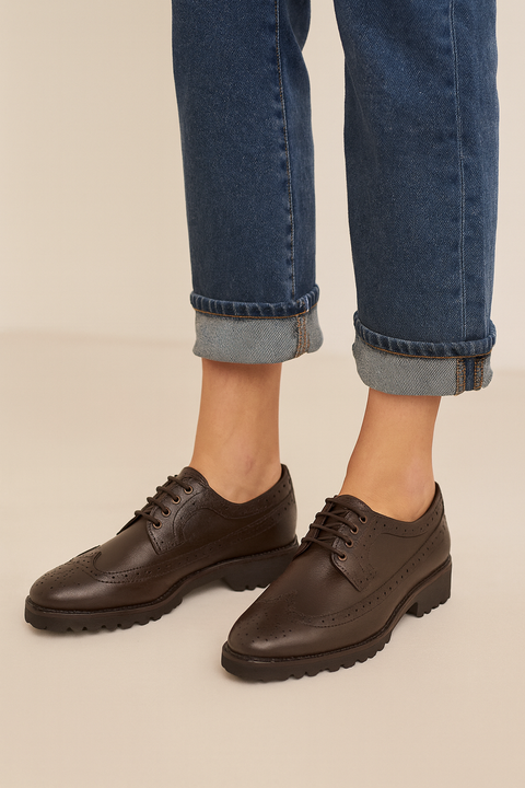 Tata Italia Women's Dark Brown Leather Casual Shoes | Tata Italia In Lebanon