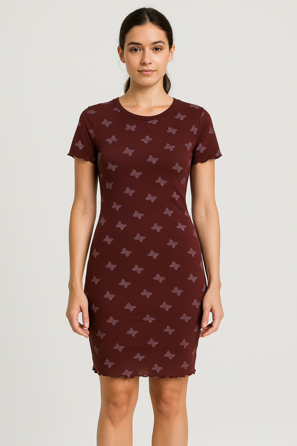 Forever 21 Women's Burgundy Multi Short Sleeve Dress | Forever 21 In Lebanon