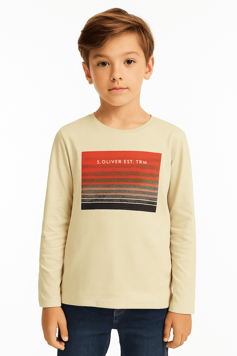 S.Oliver Boy's Beige Long-Sleeve Blouse |S.Oliver in Lebanon