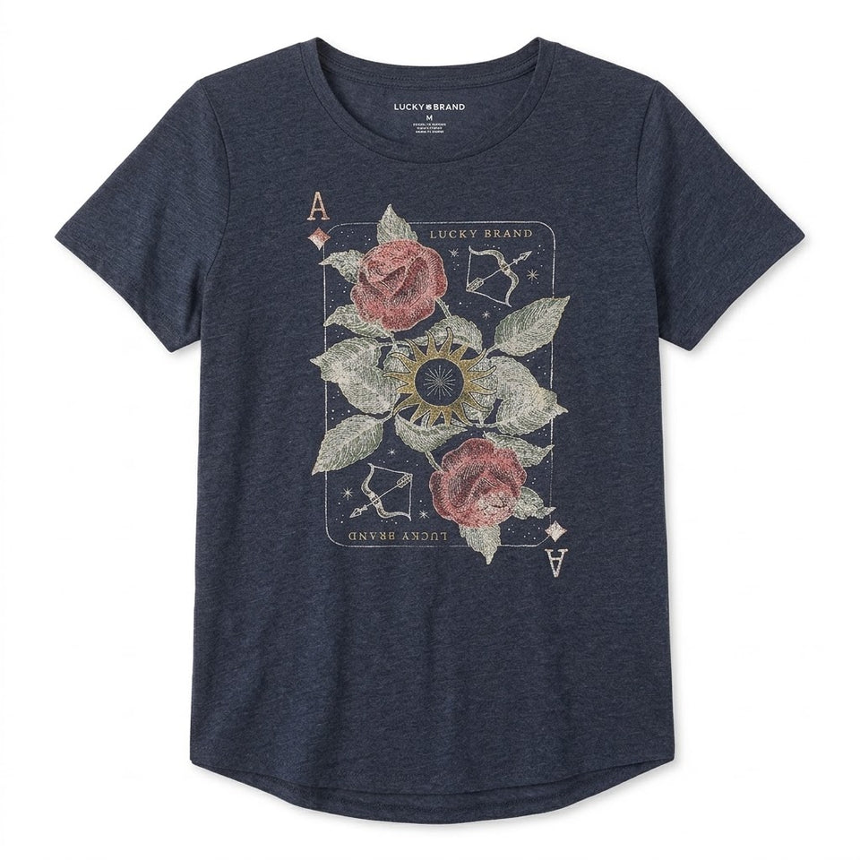 Lucky Brand Women's Navy Butterfly Graphic T-Shirt