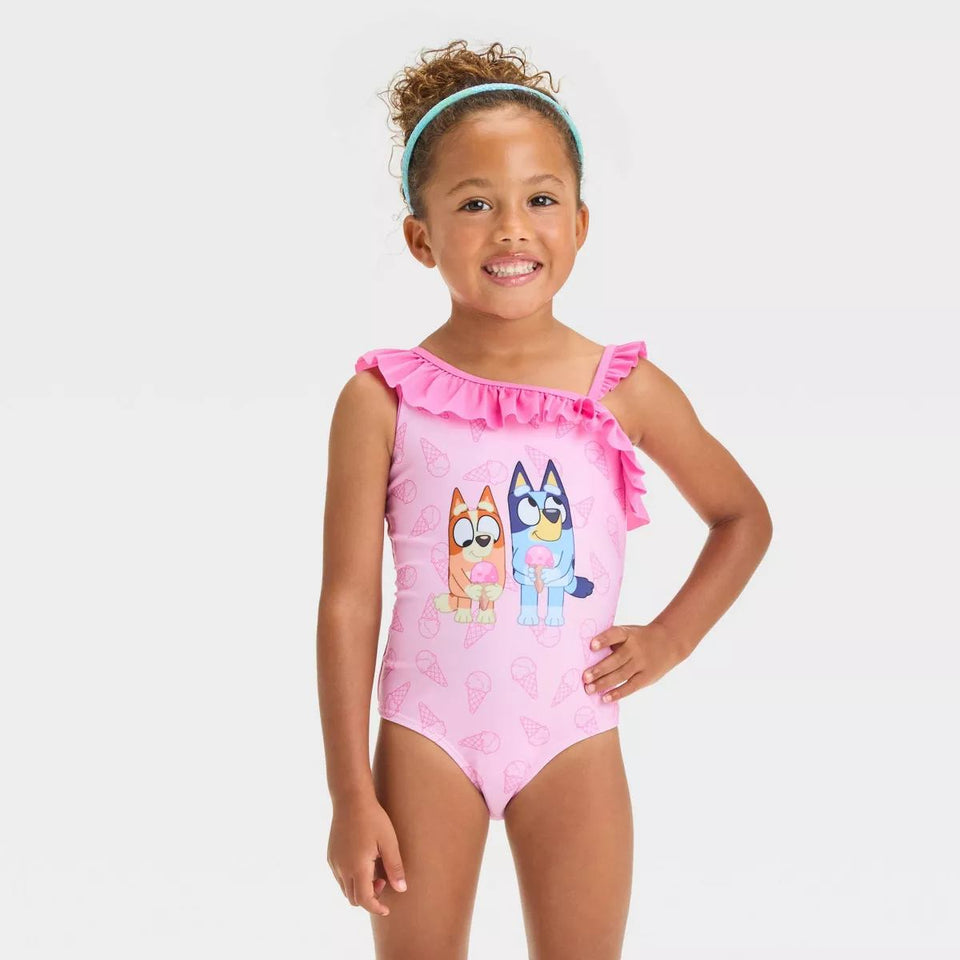 Bluey Baby Girl's Pink Printed One Piece Swimsuit | Bluey In Lebanon