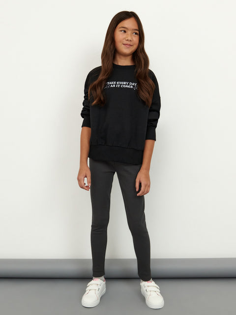 Sinsay Girl's Dark Grey Ribbed Legging | Sinsay In Lebanon