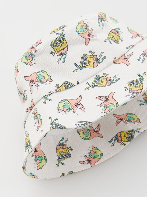 Reserved Baby Boy's White Sponge Bob Printed Bucket Hat |Reserved In Lebanon