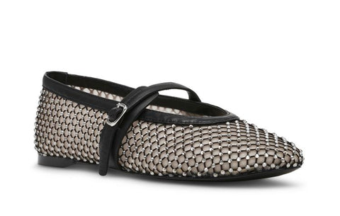 Steve Madden Women's Black Mesh Rhinestone Rejoice-MR Flat |Steve Madden In Lebanon
