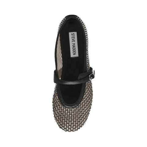 Steve Madden Women's Black Mesh Rhinestone Rejoice-MR Flat |Steve Madden In Lebanon