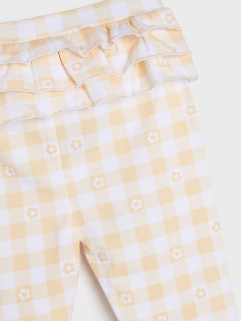 Sinsay Baby Girl's White & Yellow Check Legging With Floral Print | Sinsay In Lebanon