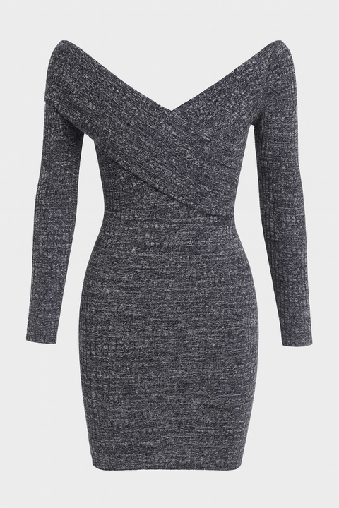 Forever 21 Women's Navy & White Long Sleeve V Neck Mini Dress | Forever 21 In Lebanon