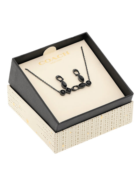 Coach Women's Set Of Black Stoned Necklace & Earrings |Coach in Lebanon