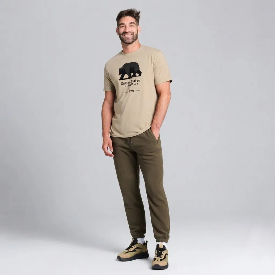 Sinsay Men's Khaki Green Fleeced Pull on Style with Elastic Waistband and Drawstring Sweatpants