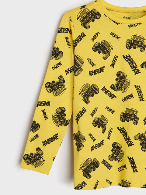 Sinsay Boy's Yellow Long Sleeve Printed T-Shirt | Sinsay In Lebanon