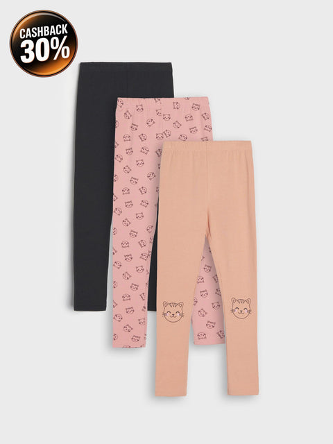 Sinsay Girl's Multicolor Cat Printed Set Of 3pcs Leggings | Sinsay In Lebanon