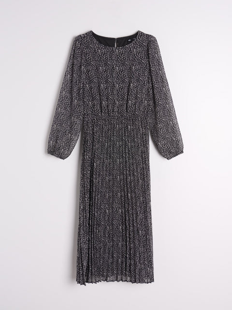 Sinsay Women's Black With Long Sleeve Floral Print Midi Dress   |Sinsay  in Lebanon