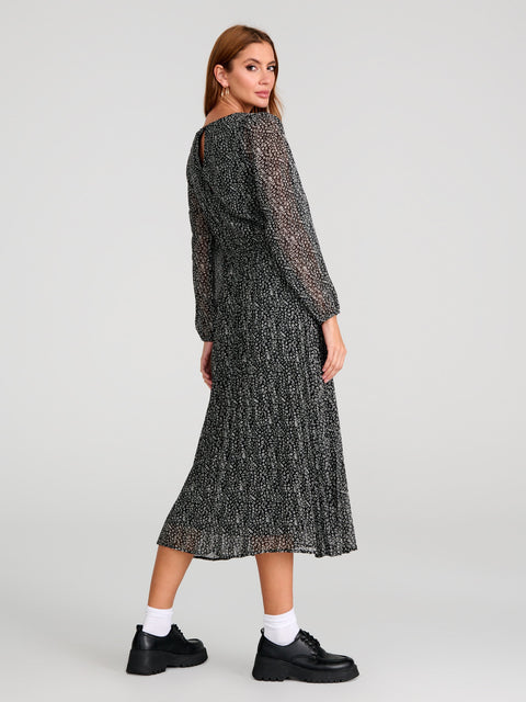 Sinsay Women's Black With Long Sleeve Floral Print Midi Dress   |Sinsay  in Lebanon