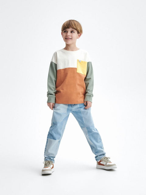 Reserved Boy's Light Blue Regular Patchwork Jeans |Reserved In Lebanon