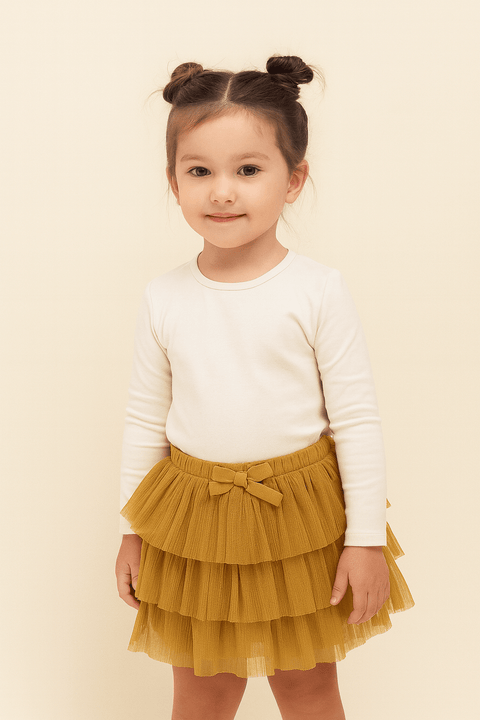 POMPdeLUX Girl's Camel Darina Tulle  Skirt |POMPdeLUX  in Lebanon