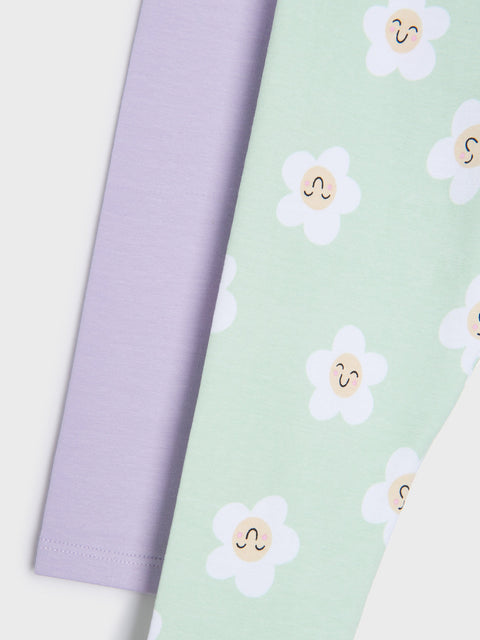 Sinsay Fox & Bunny Baby Girl's Multicolor Flower Printed Set Of 2pcs Leggings | Sinsay In Lebanon