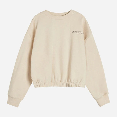 Sinsay Girl's Beige Back Print Elastic Waist Sweatshirt | Sinsay In Lebanon