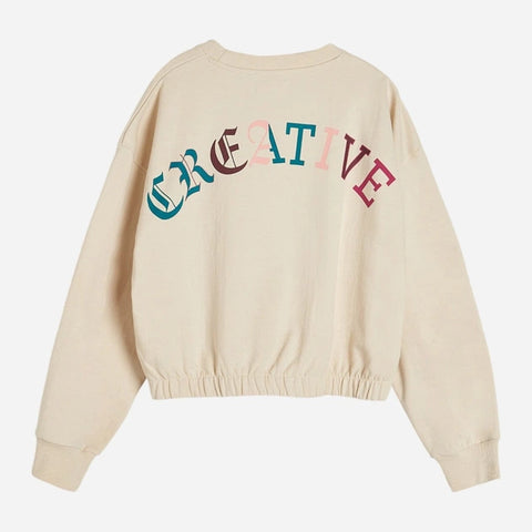 Sinsay Girl's Beige Back Print Elastic Waist Sweatshirt | Sinsay In Lebanon