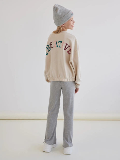 Sinsay Girl's Beige Back Print Elastic Waist Sweatshirt | Sinsay In Lebanon